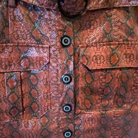 Urban Outfitters Red Wine Snake Skin Vinyl Mini Skirt Size XS - Picture 2 of 6